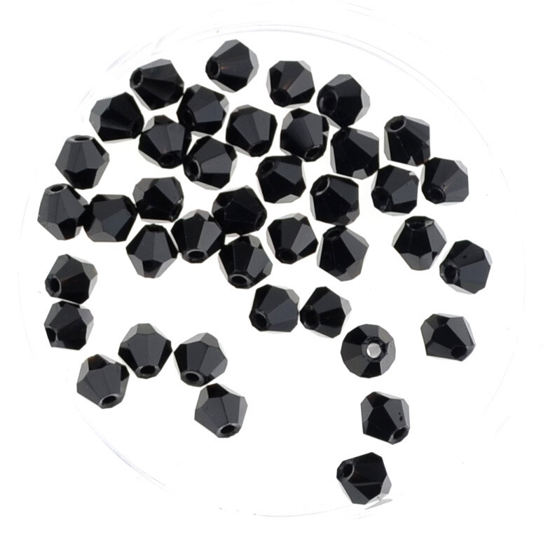 Bicone Feuerpollierte Glasperlen 4mm schwarz / 40 Stück