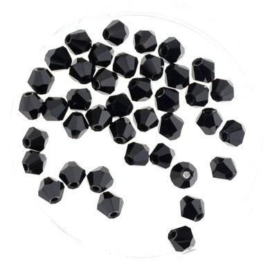 Bicone Feuerpollierte Glasperlen 4mm schwarz / 40 Stück Bicone Feuerpollierte Glasperlen 4mm schwarz / 40 Stück