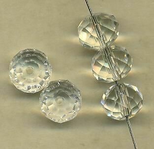 Rondelle facettiert 10 mm crystal transparent / 8 Stück