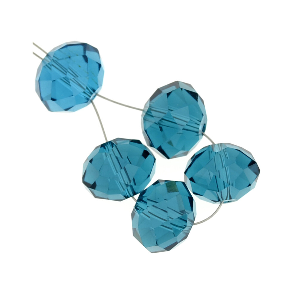 Rondelle Facettierte 14x12mm blau AB / 5 Stück