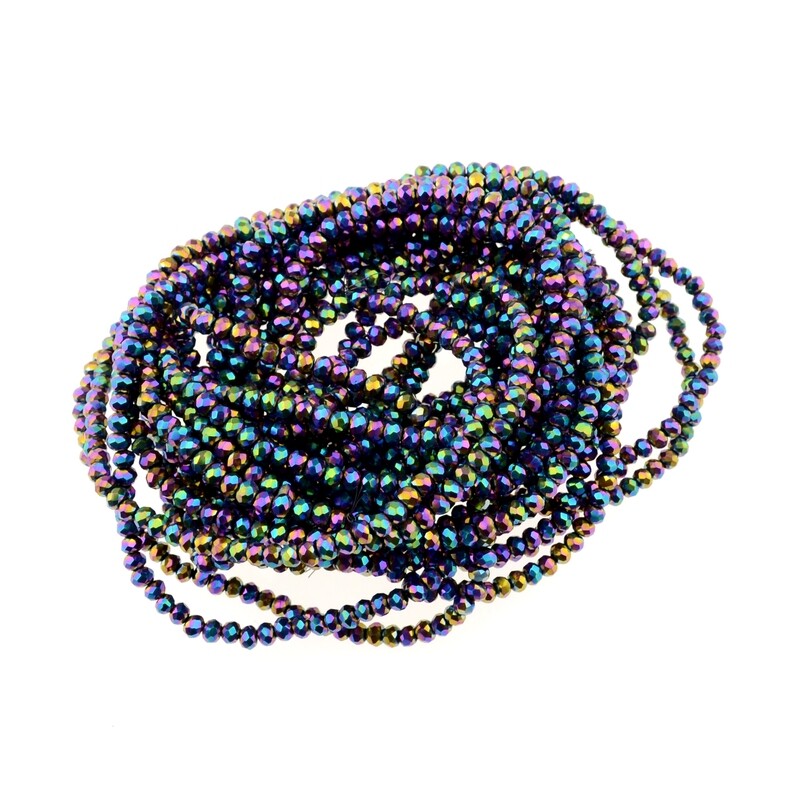Rondellen Glasperlen 2mm facettiert regenbogen metallic/ 40 Stück