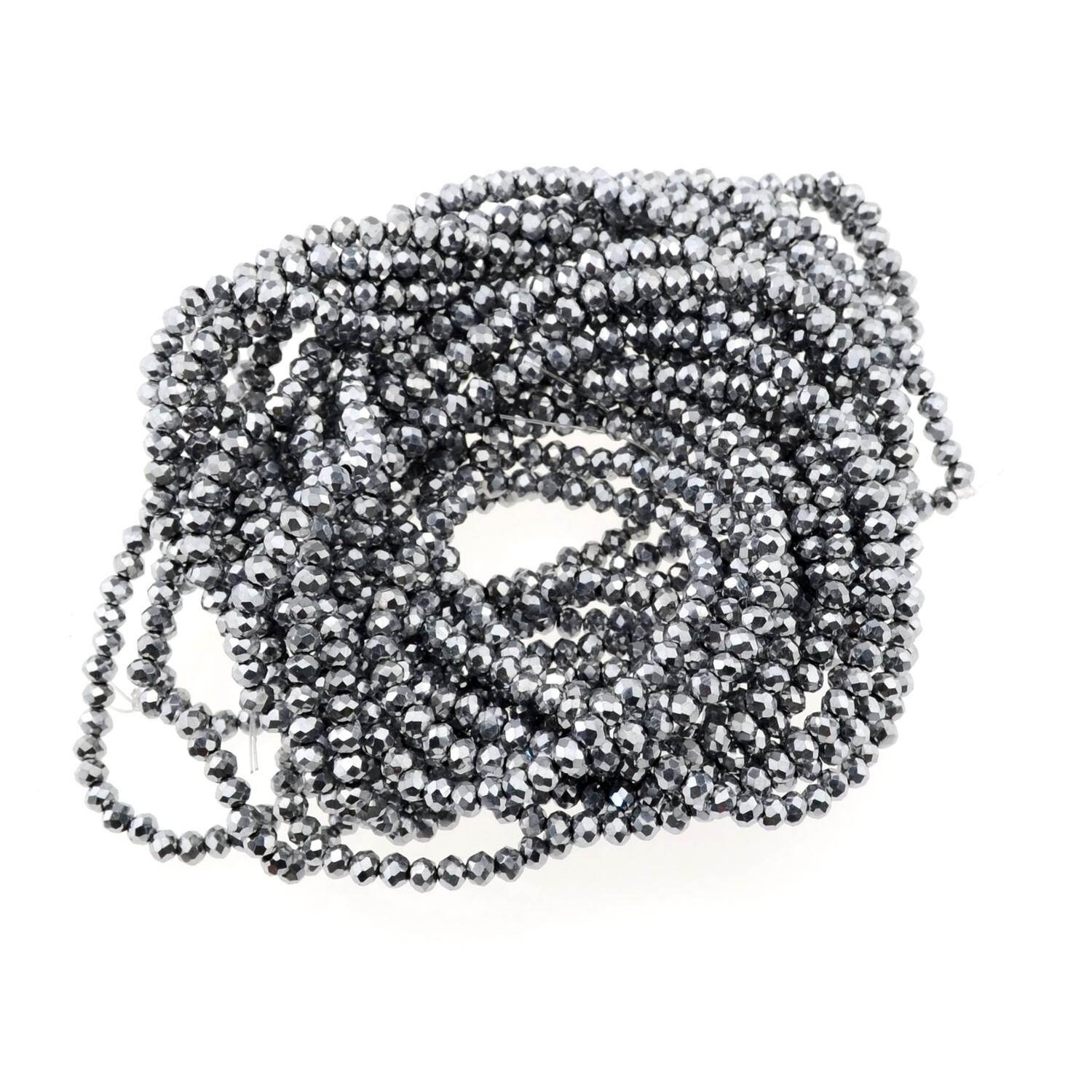 Rondellen Glasperlen 2mm facettiert silber metallic/ 40 Stück
