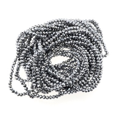 Rondellen Glasperlen 2mm facettiert silber metallic/ 40 Stück