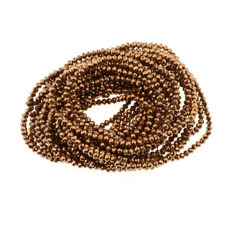 Rondellen Glasperlen 2mm facettiert kupfer metallic / 40 Stück