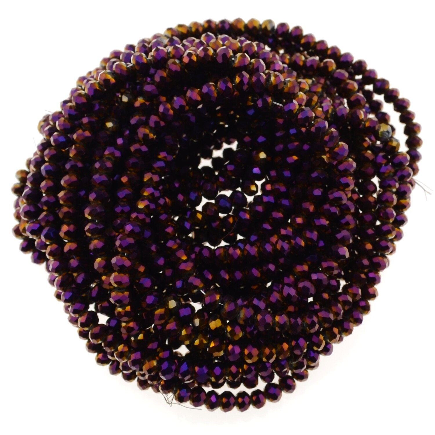 Rondellen Glasperlen 3mm facettiert lila metallic/ 40 Stück