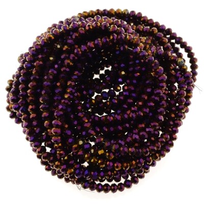 Rondellen Glasperlen 3mm facettiert lila metallic/ 40 Stück