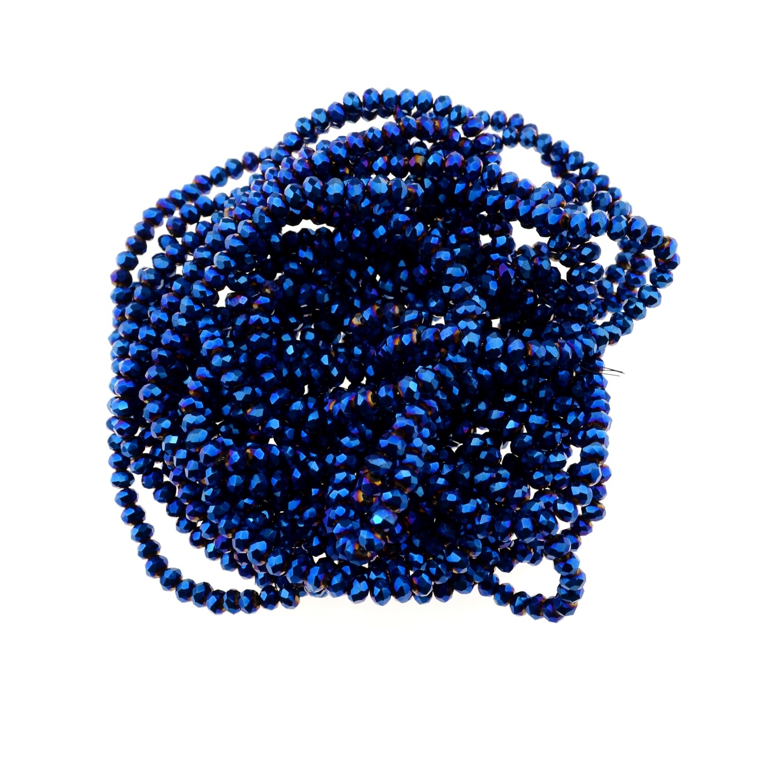 Rondellen Glasperlen 3mm facettiert blau metallic/ 40 Stück