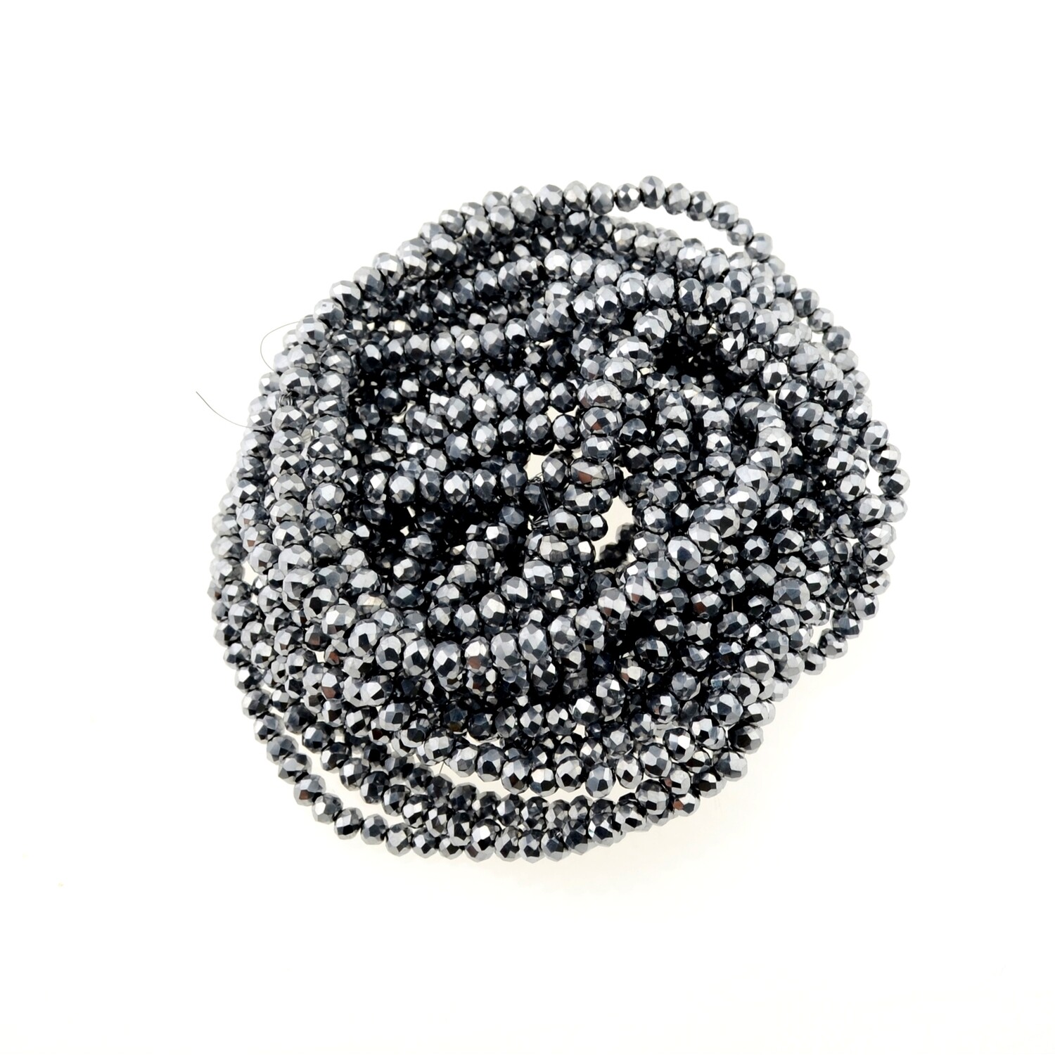 Rondellen Glasperlen 3mm facettiert  silber metallic/ 40 Stück