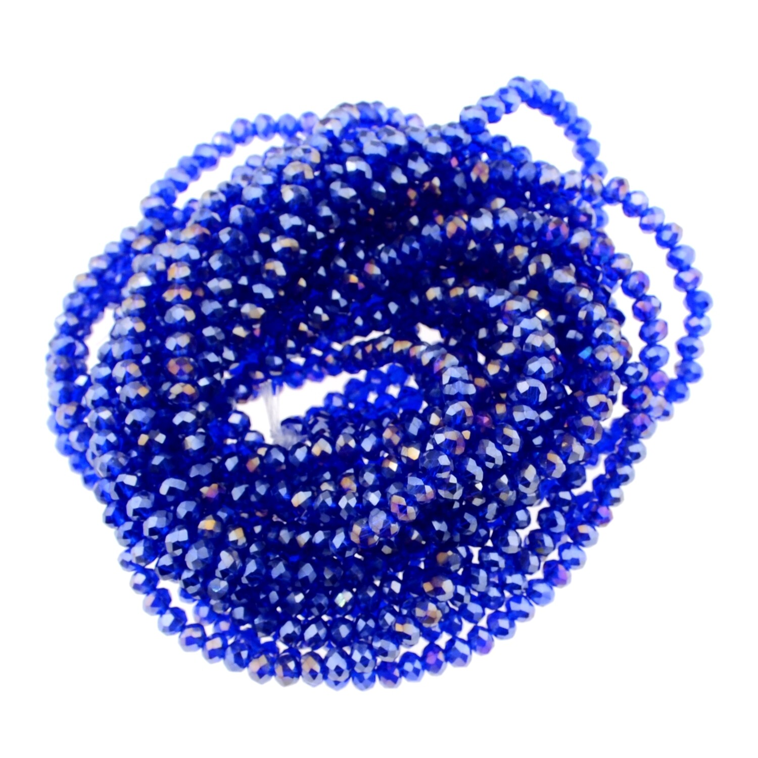 Rondellen Glasperlen 3mm facettiert blau regenbogen / 40 Stück