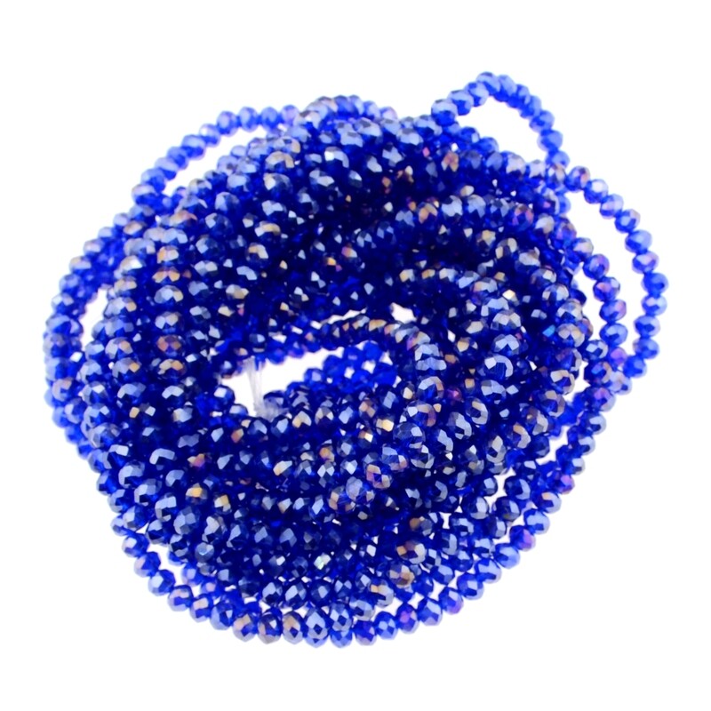 Rondellen Glasperlen 3mm facettiert blau regenbogen / 40 Stück
