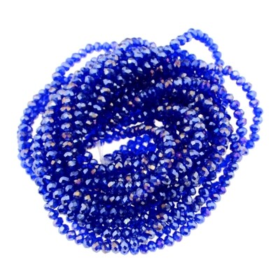 Rondellen Glasperlen 3mm facettiert blau regenbogen / 40 Stück
