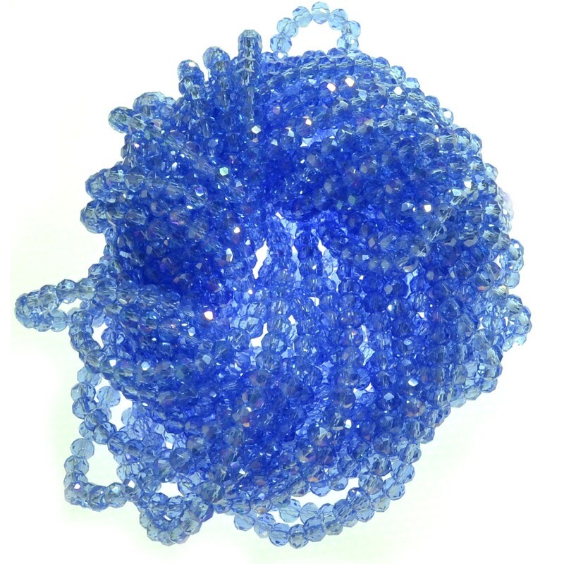 Rondellen Glasperlen 3mm facettiert transparent hell blau / 40 Stück