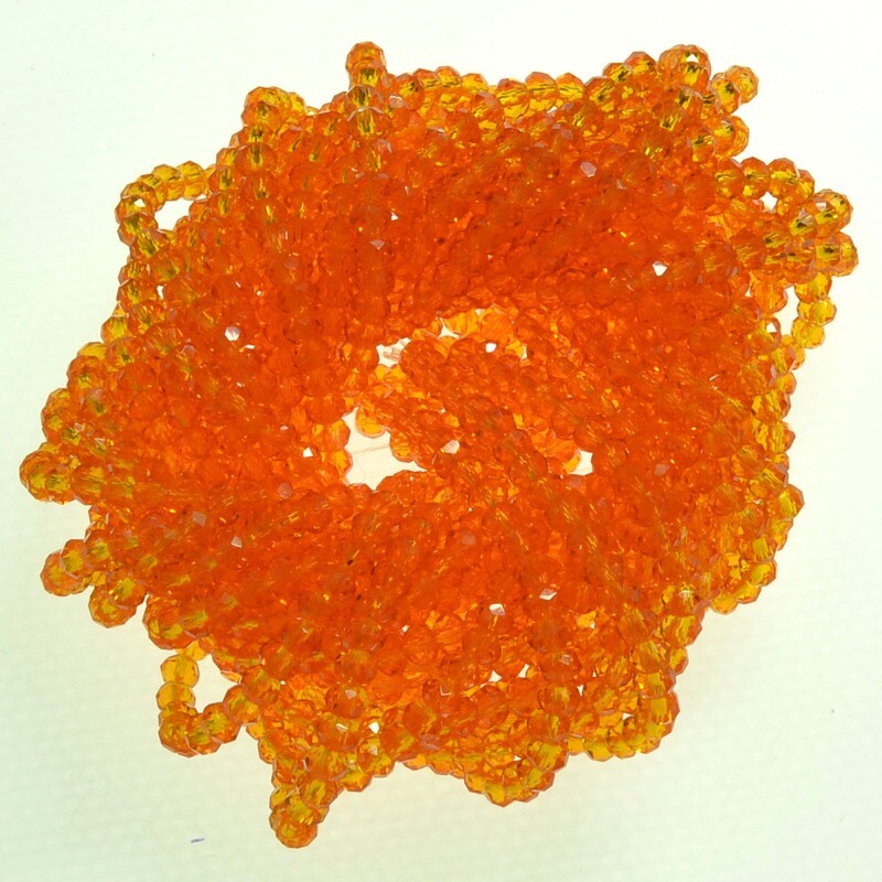 Rondellen Glasperlen 3mm facettiert transparent  orange/ 40 Stück