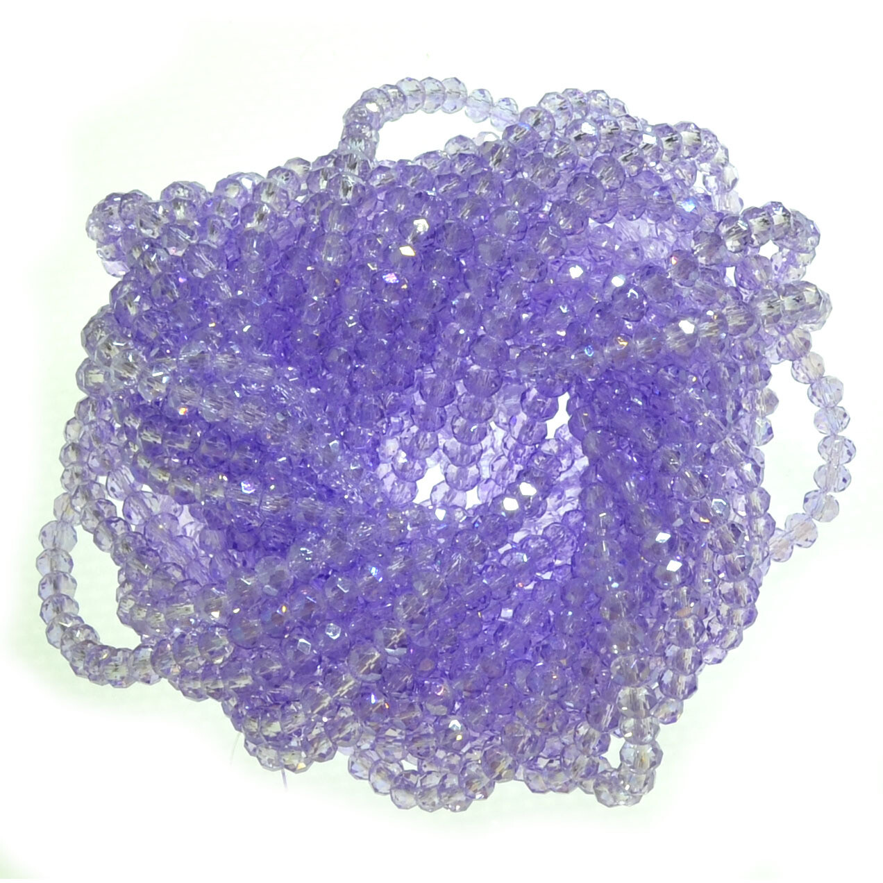 Rondellen Glasperlen  3mm facettiert transparent hell lila / 40 Stück
