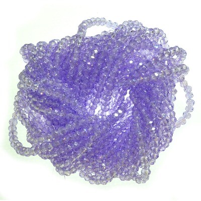 Rondellen Glasperlen  3mm facettiert transparent hell lila / 40 Stück