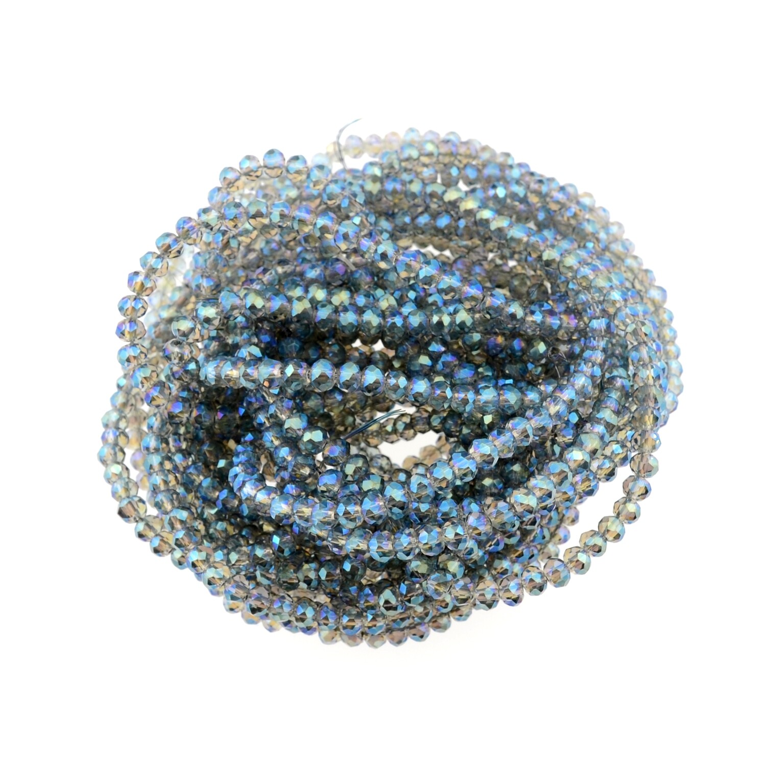 Rondellen Glasperlen 3mm facettiert blau regenbogen/ 40 Stück
