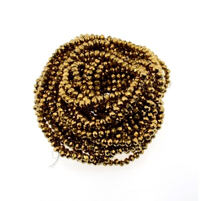 Rondellen Glasperlen 3mm facettiert gold / 40 Stück