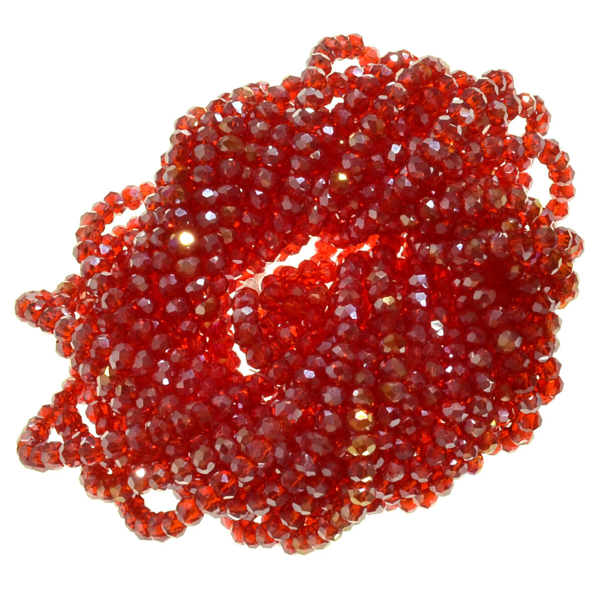 Rondellen Glasperlen 3mm facettiert transparent rot regenbogen/ 40 Stück