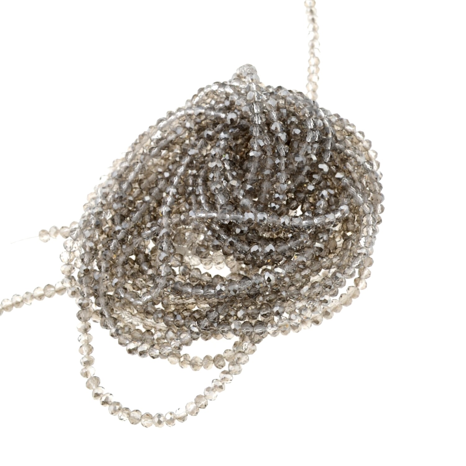 Rondellen Glasperlen 3mm facettiert grau transparent/ 40 Stück