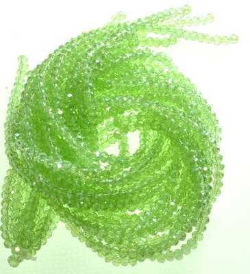 Rondellen Glasperlen 3mm facettiert transparent hell grün regenbogen/ 40 Stück