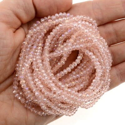 Rondellen Glasperlen 3mm facettiert  rose regenbogen/ 40 Stück