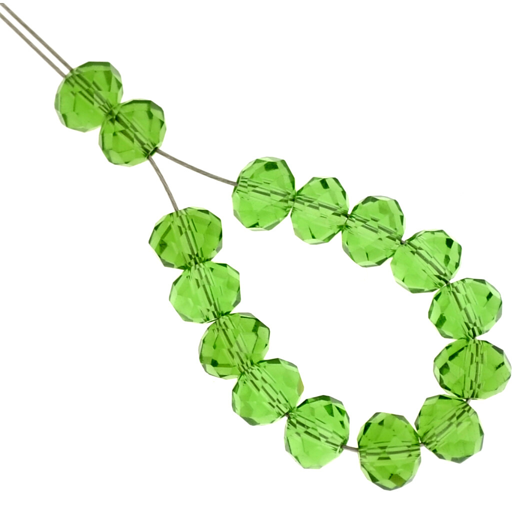 Rondelle facettiert 4x6mm grün / 15 Stück