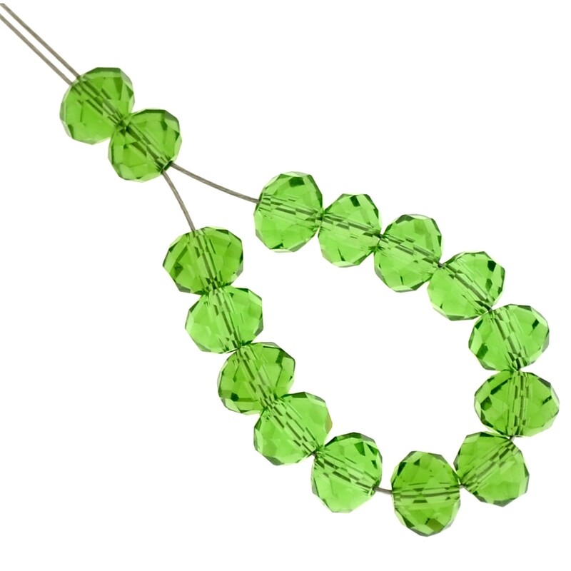 Rondelle facettiert 4x6mm grün / 15 Stück