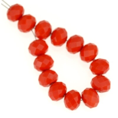 Crystalglas Rondelle facettiert 6x8mm rot opak / 14 Stück Crystalglas Rondelle facettiert 6x8mm rot opak / 14 Stück
