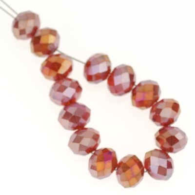 Crystal Perlen rot AB. 8x6mm / 14 Stück Crystal Perlen rot AB. 8x6mm / 14 Stück