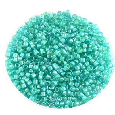 Japanische Zylinderperlen Toho Treasure Inside-Color Aqua/Light Jonquil Lined 1,8mm/ 5g