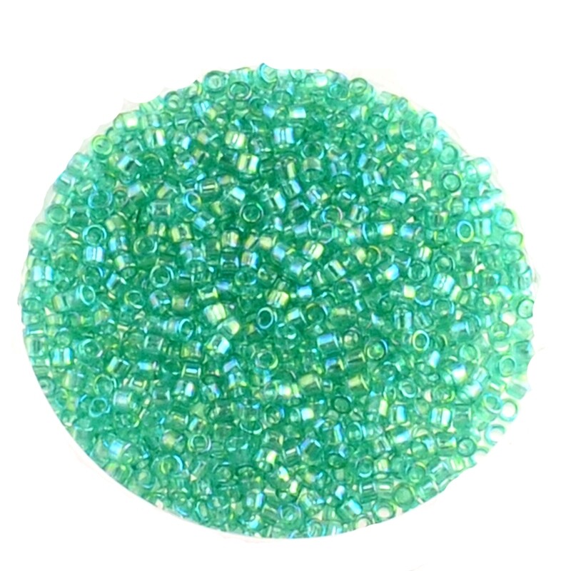 Japanische Zylinderperlen Toho Treasure Transparent Rainbow Dark Peridot 1,8mm/ 5g
