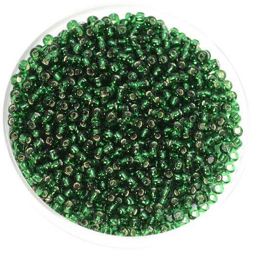 Japanische Rocailles Toho 2,1mm rund Nr.11 silverlined emerald  / 16g