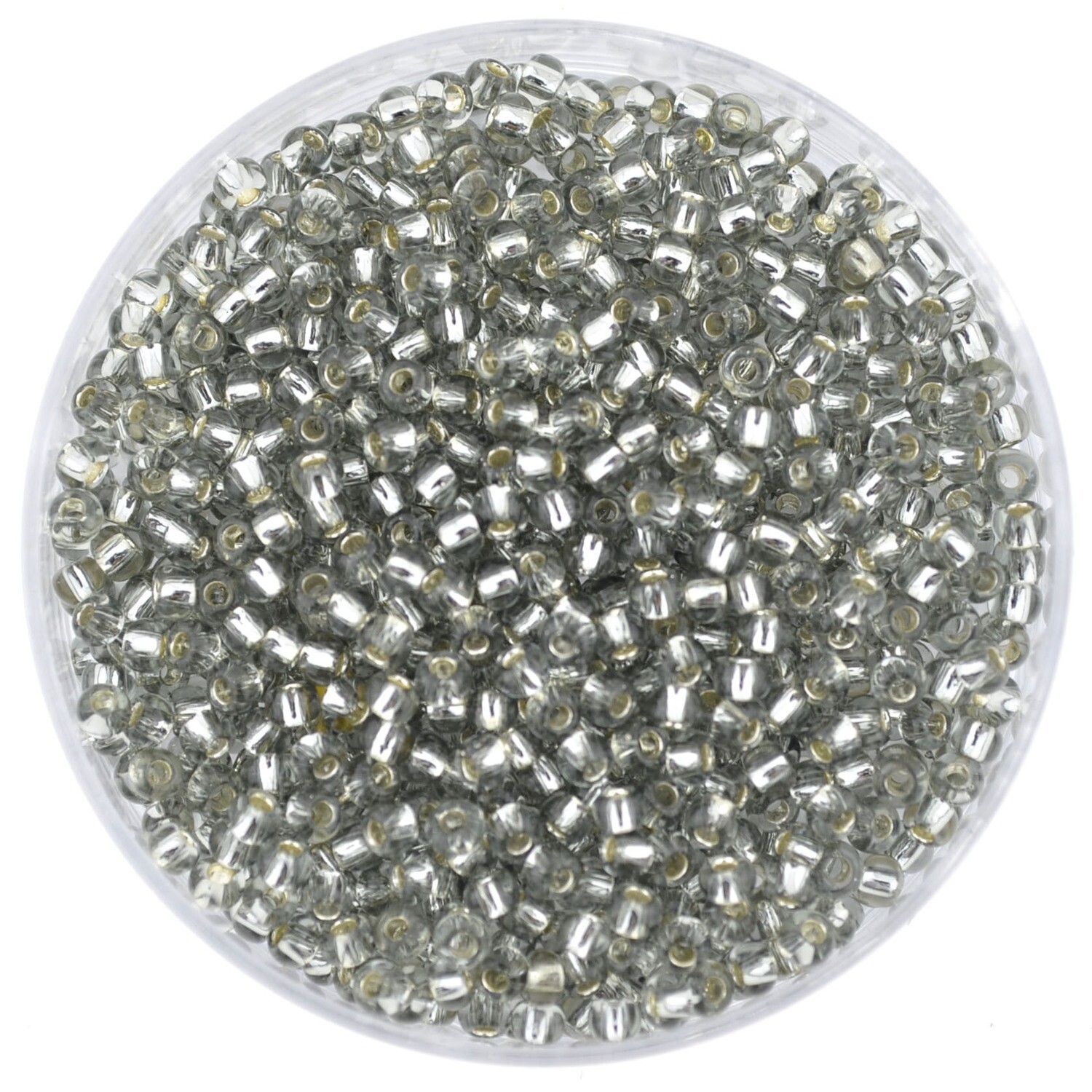 Hochwertige japanische Rocailles Toho 2,1mm rund Nr.11 transparent grau silbereinzug / 8g