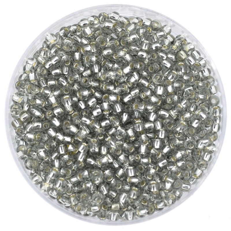 Hochwertige japanische Rocailles Toho 2,1mm rund Nr.11 transparent grau silbereinzug / 8g