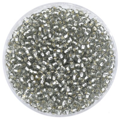 Hochwertige japanische Rocailles Toho 2,1mm rund Nr.11 transparent grau silbereinzug / 8g