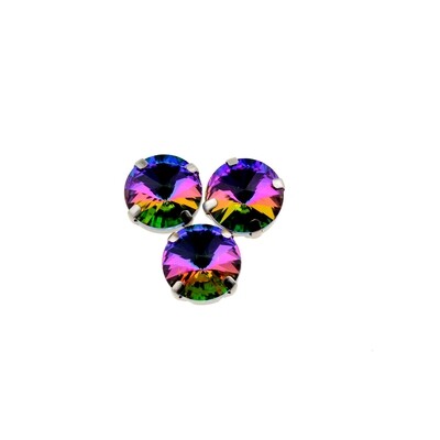 Hochwertige Crystalrivoli Volkano in Fassung 14mm zum Aufnähen