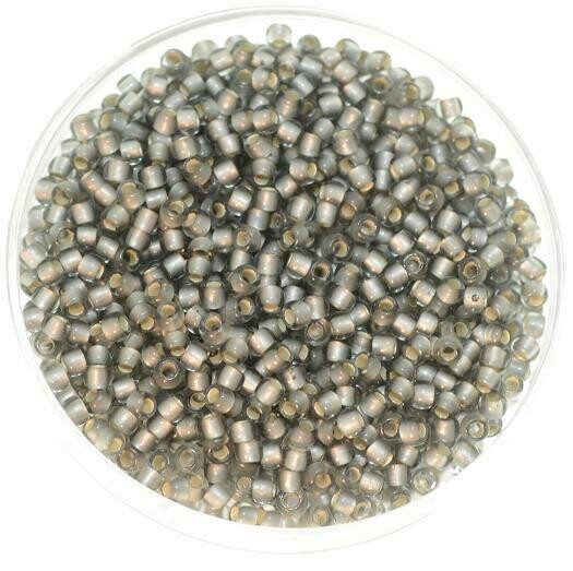 Hochwertige japanische Rocailles Toho 2,1mm rund Nr.11 silverlined frosted lt. black diamond / 16g