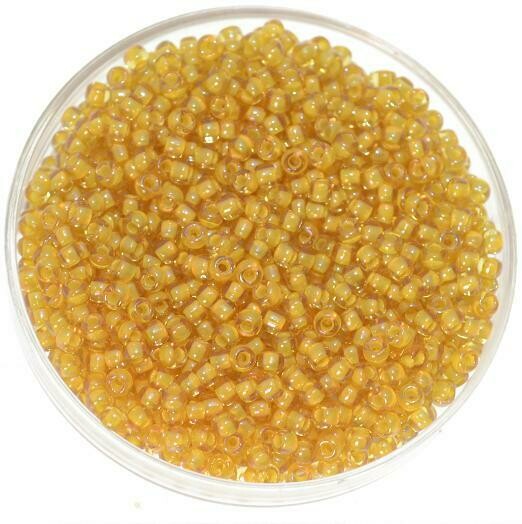 Japanische Rocailles Toho 2,1mm rund Nr.11 inside color topaz-beige lined / 18g