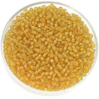 Japanische Rocailles Toho 2,1mm rund Nr.11 inside color topaz-beige lined / 18g