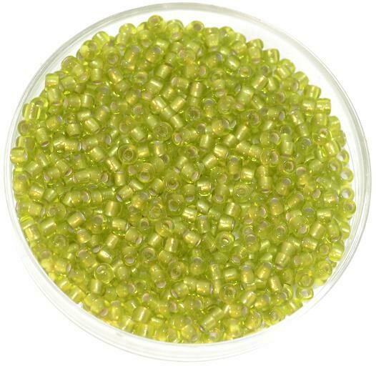 Japanische Rocailles Toho 2,1mm rund Nr.11 Silverlined lime green / 14g
