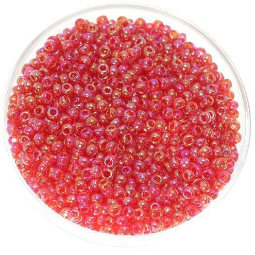 Hochwertige japanische Rocailles Toho 2,1mm rund Nr.11 transparent rainbow ruby / 16g