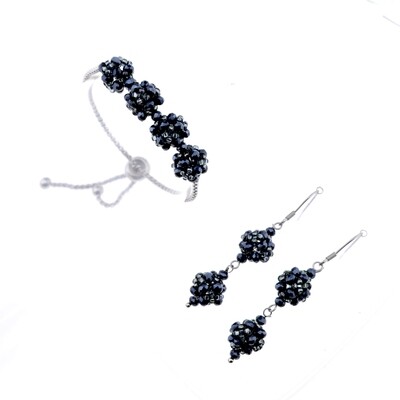 907. Ohrringe und Armband in antrazit 907. Ohrringe und Armband in antrazit