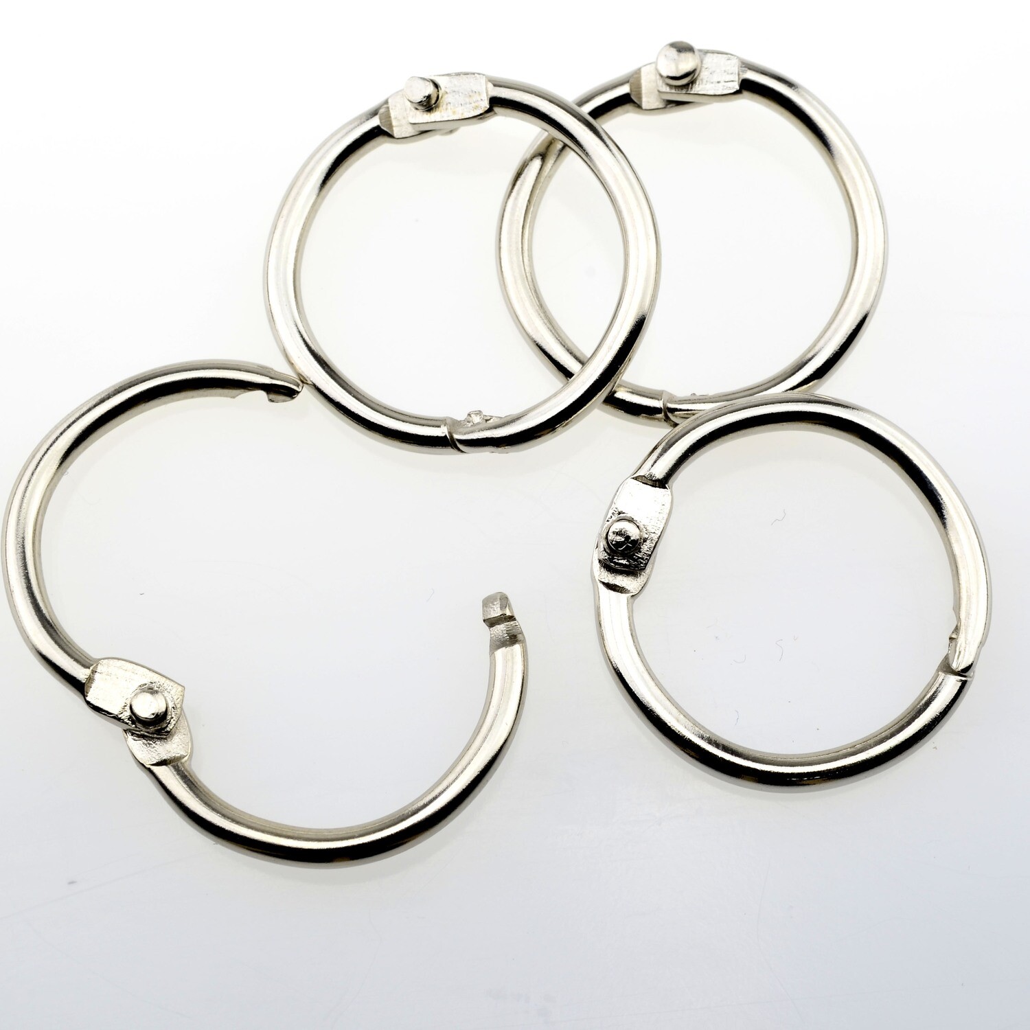 4x Ringe 25mm silberfarben / passend auch für Bücher