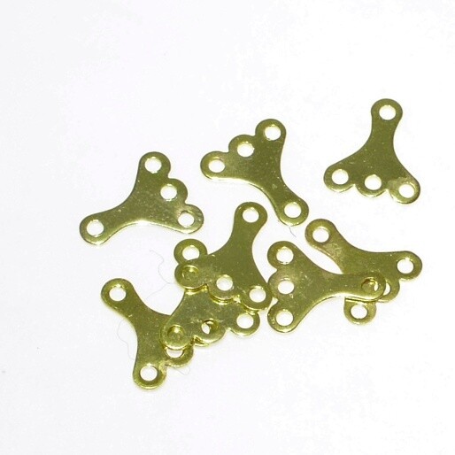 8x Zwischenteil vergoldet mit 3 Ösen ca.10x12mm