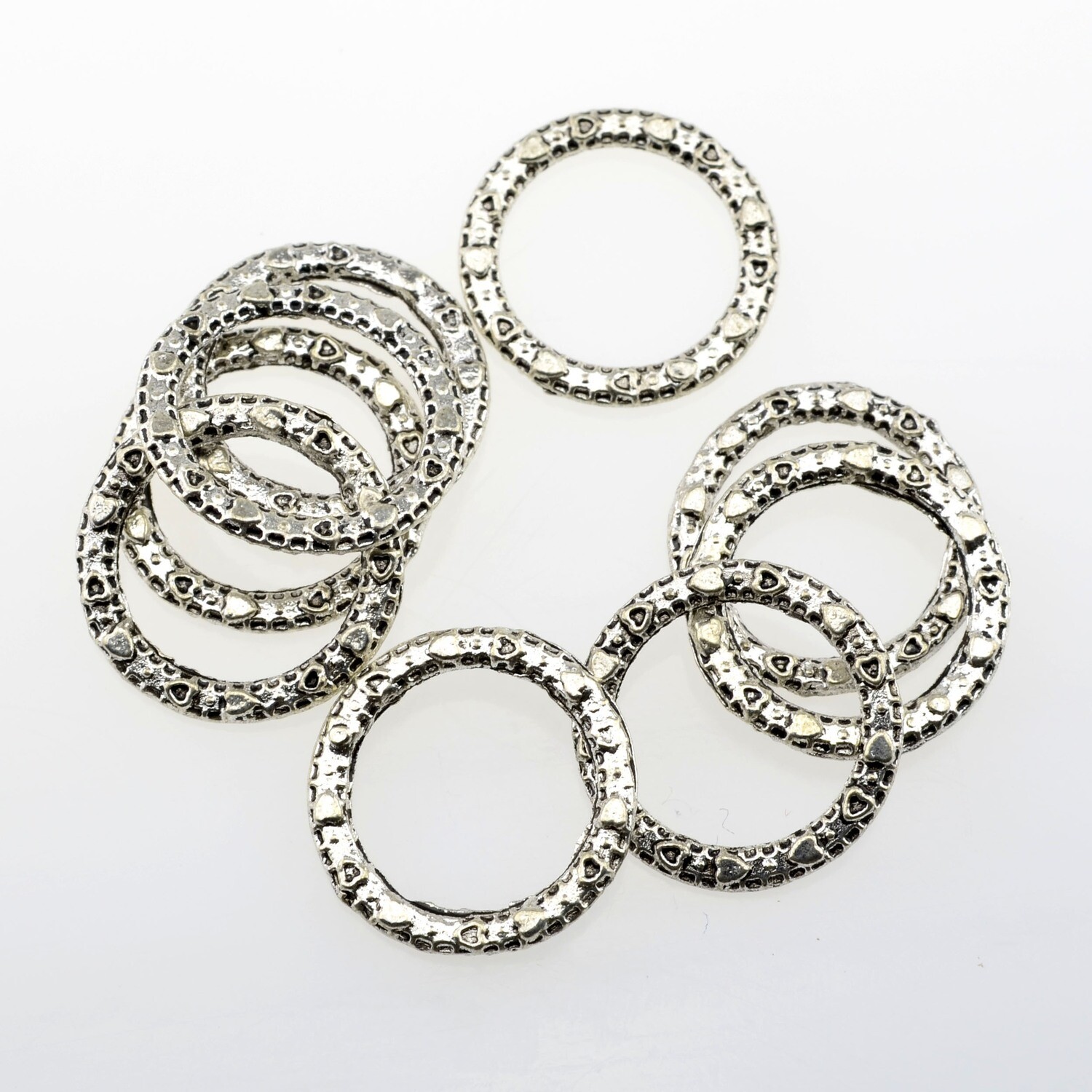 10x Ringe 14mm silberfarben