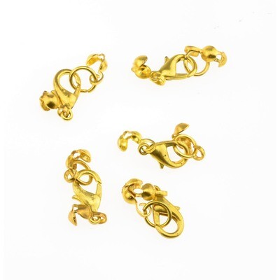 6x Karabinerverschluss Schmuck  10x7mm mit Quetschkalotten und Ring ( B-Ware)
