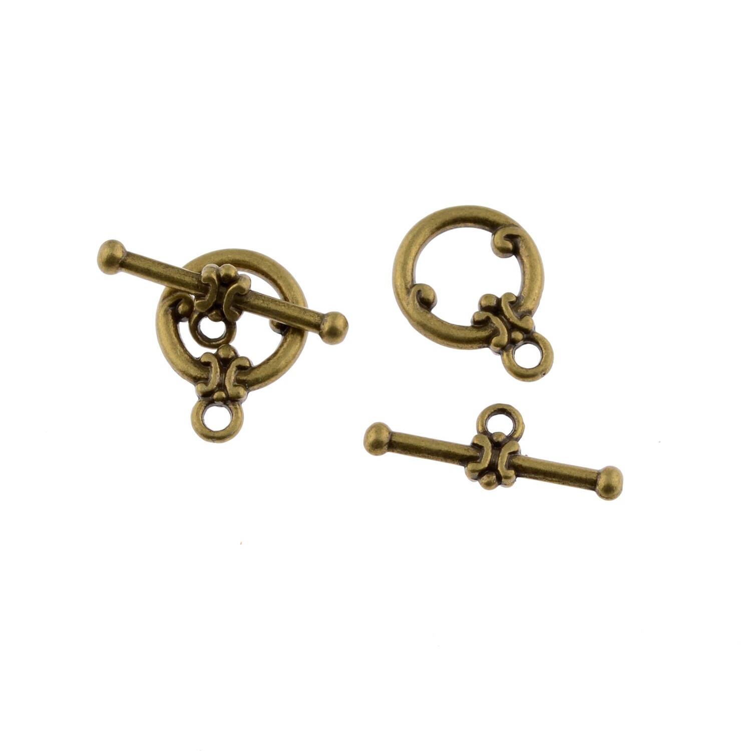 Knebelverschluss messingfarben  Blüte 13x22mm / 4 Sets