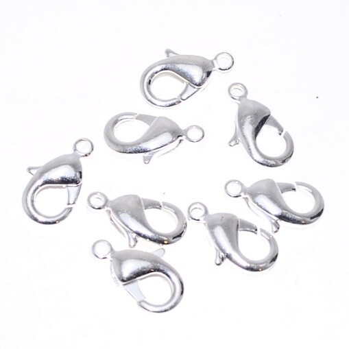 24x Karabinerverschluss Schmuck  versilbert 11x7mm