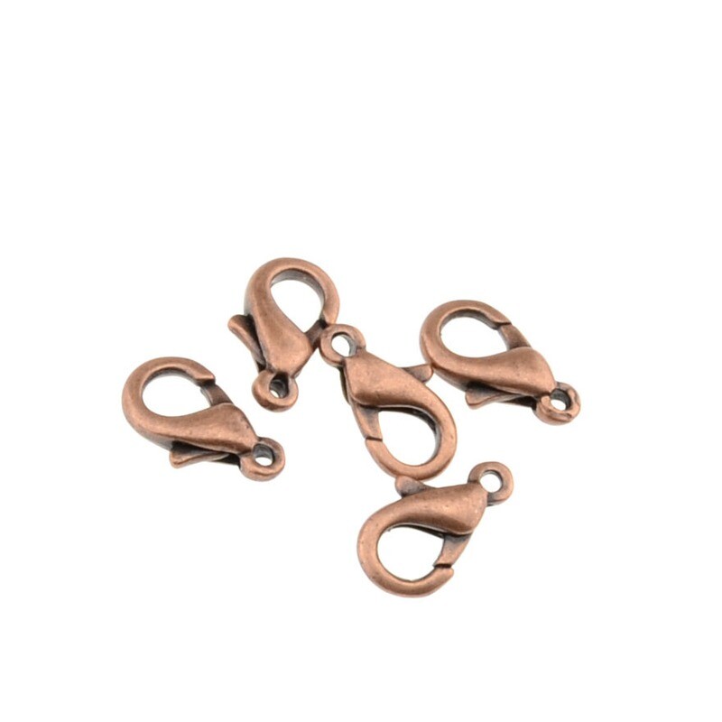 5x Karabinerverschluss Schmuck  10mm kupfer