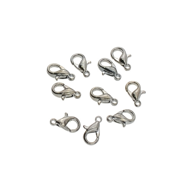 12x Karabinerverschluss Schmuck  - schwarz - 10mm